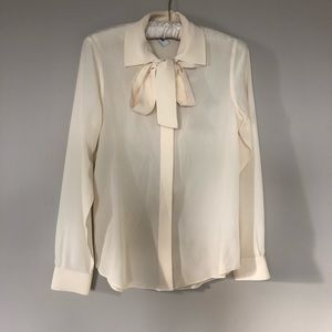 Moschino Off White Ivory Tie Neck Blouse Size 42 8